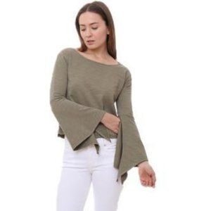 NWT BLANKNYC Army Green Long Bell Sleeve Pullover Sweatshirt Top
